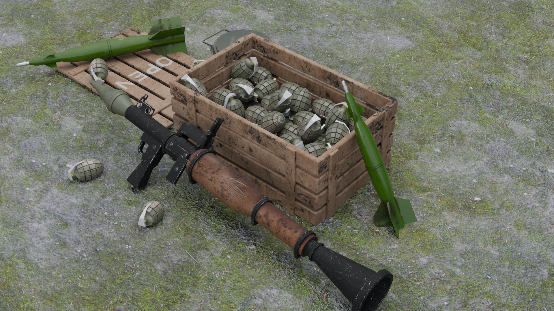Rpg and Grenade Pack - Game Ready Weapons and Explosives Low-poly 3D model_2