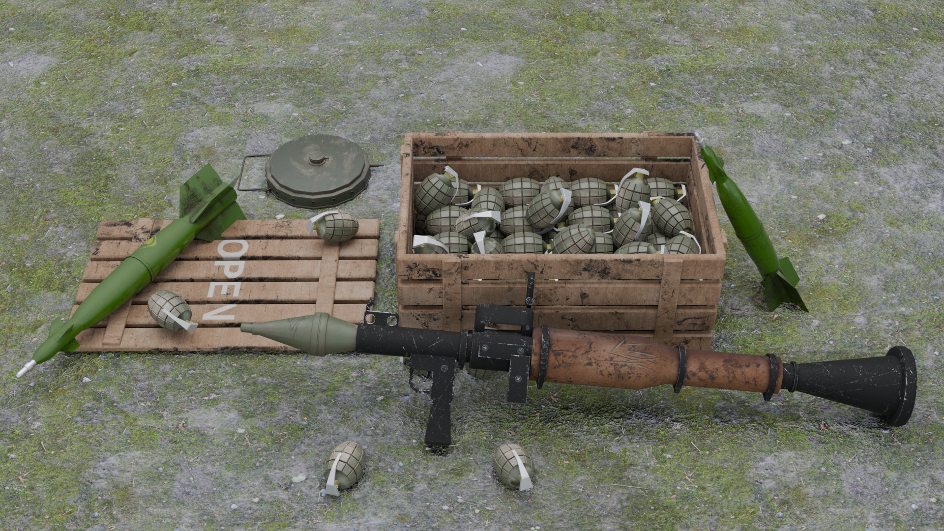 Rpg and Grenade Pack - Game Ready Weapons and Explosives Low-poly 3D model_1