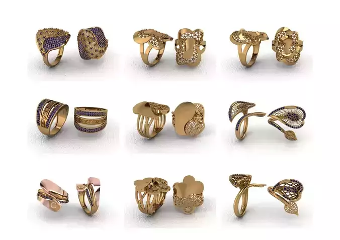 154 DESIGNS TURKEY NOKTA RINGS WITH DIAMONDS 3D print model