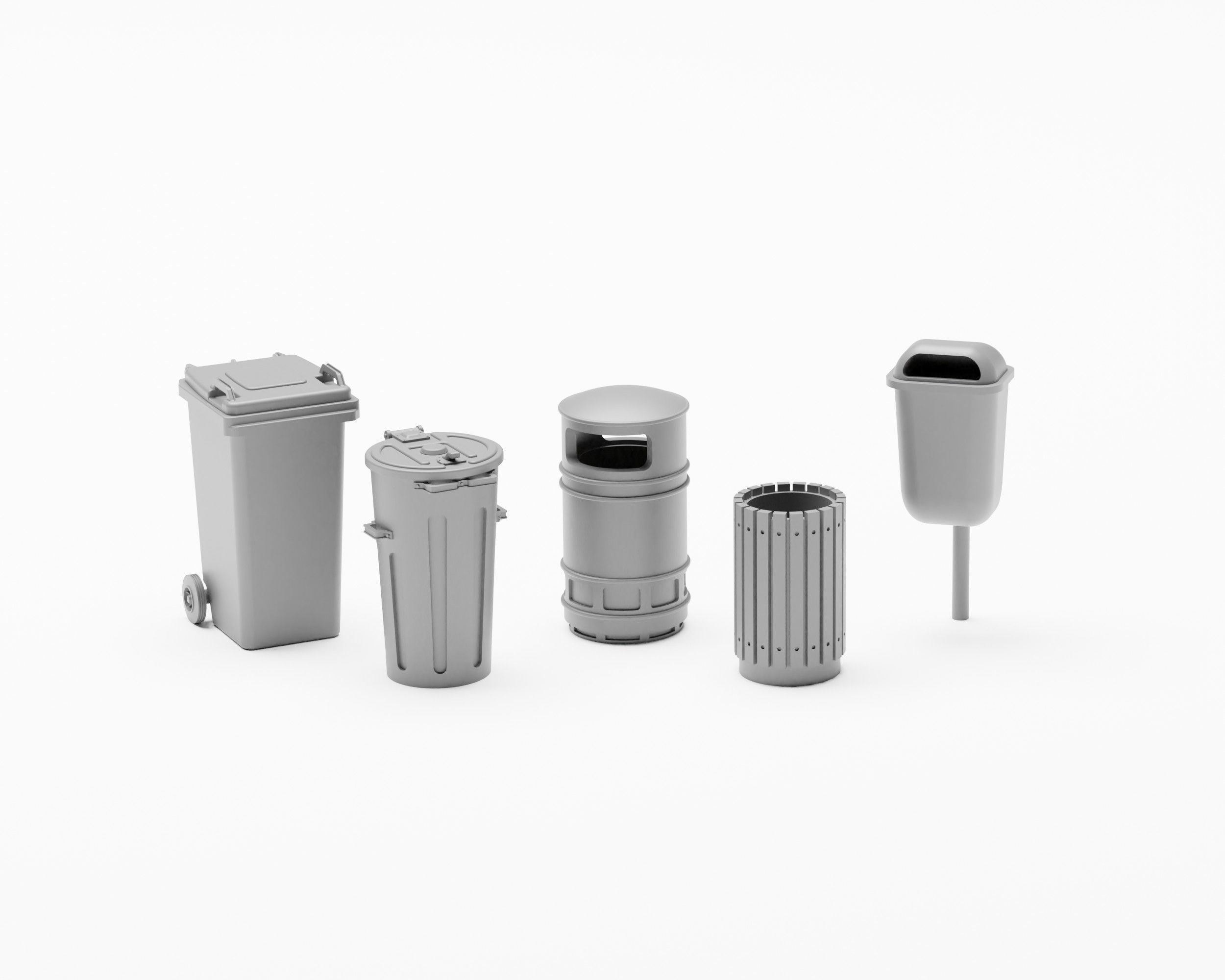 Garbage pack - Set of 13 containers and bins in H0 scale 3D print model_1