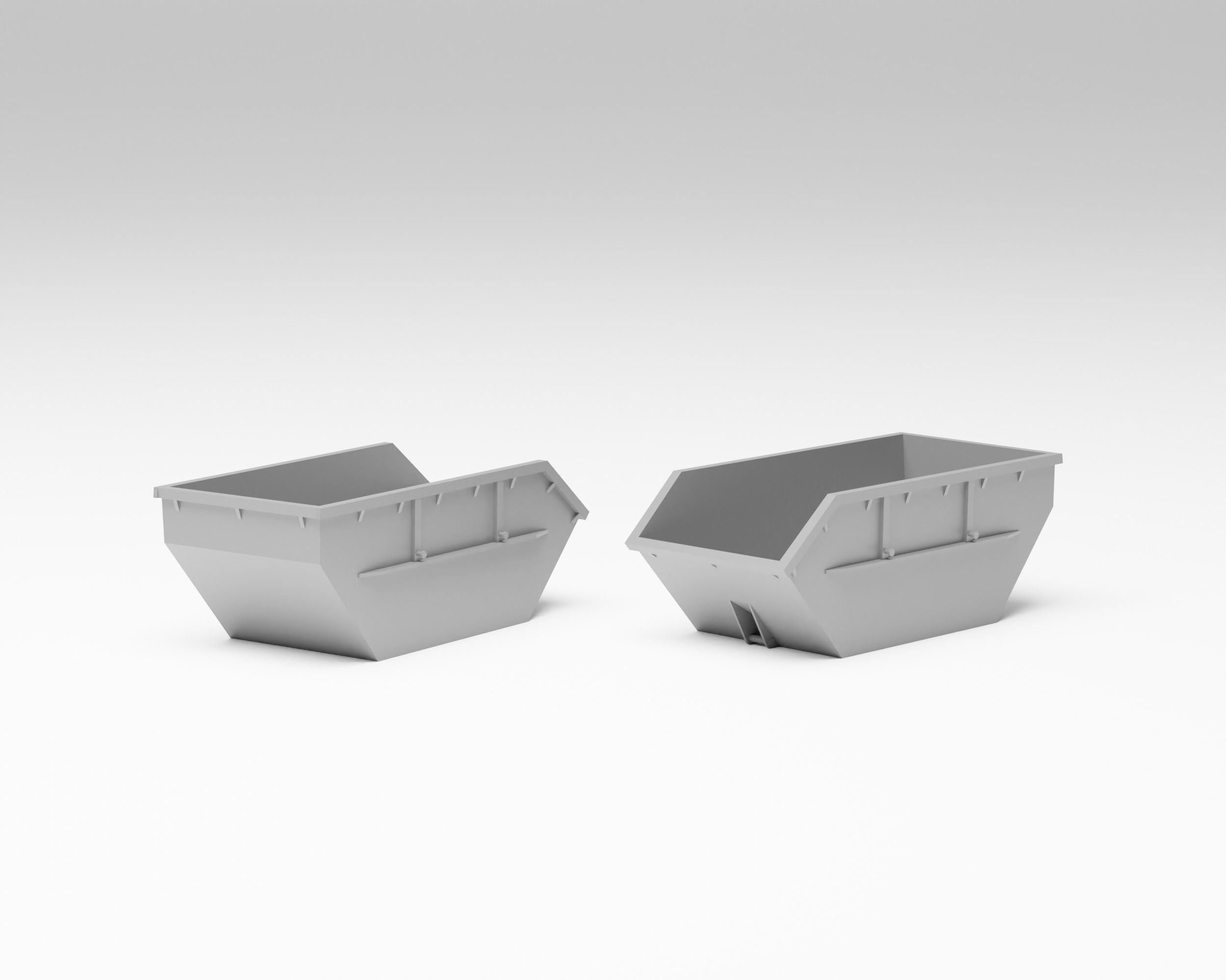 Garbage pack - Set of 13 containers and bins in H0 scale 3D print model_4