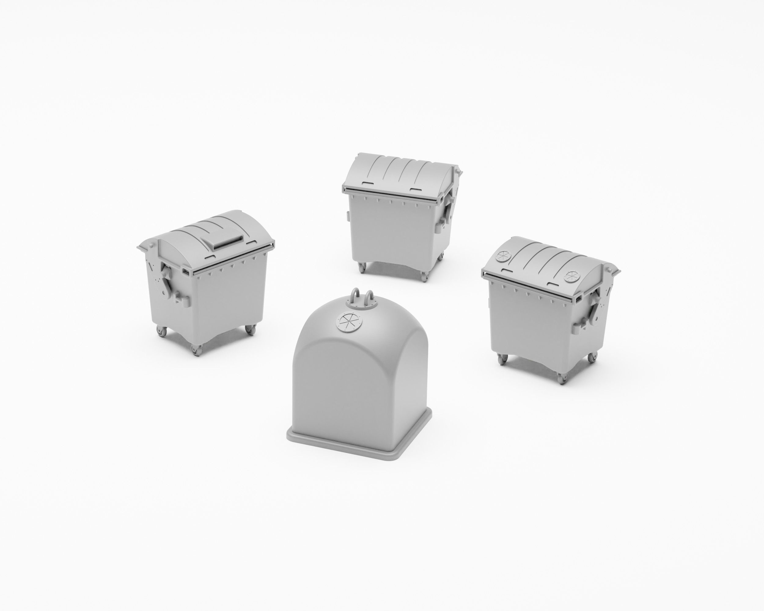 Garbage pack - Set of 13 containers and bins in H0 scale 3D print model_2