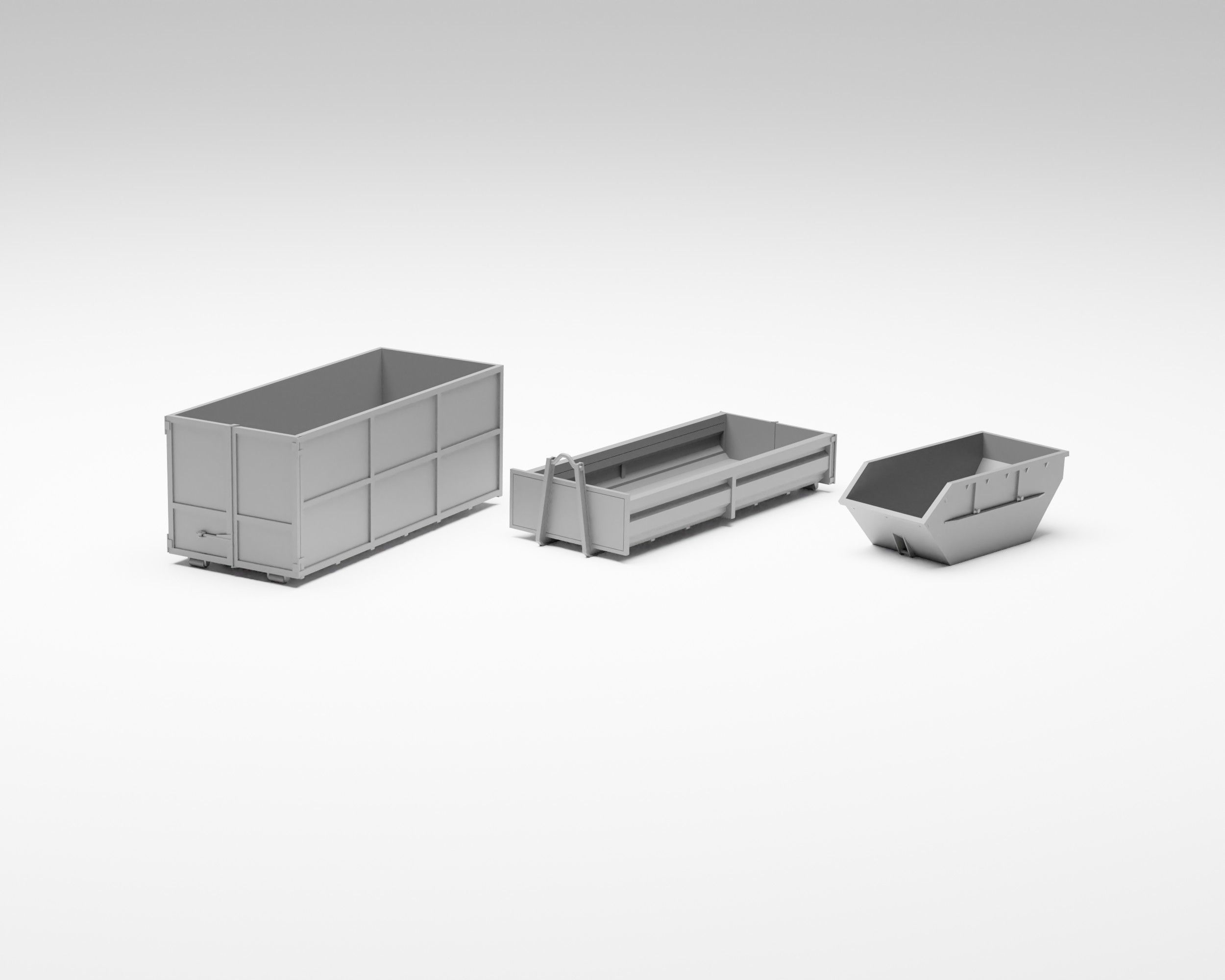 Garbage pack - Set of 13 containers and bins in H0 scale 3D print model_3