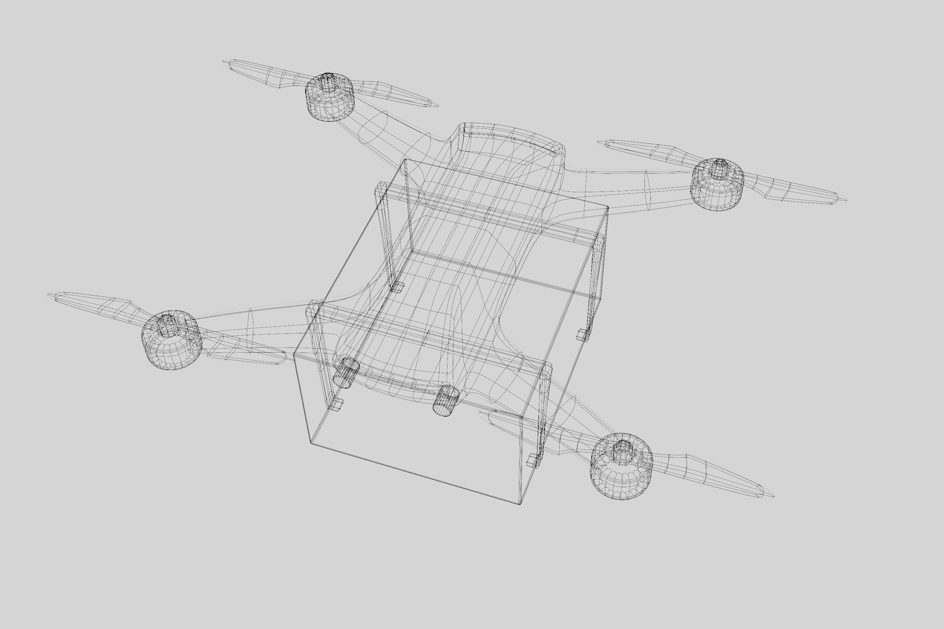 A delivery drone quadrocopter with a card box 3D model_6