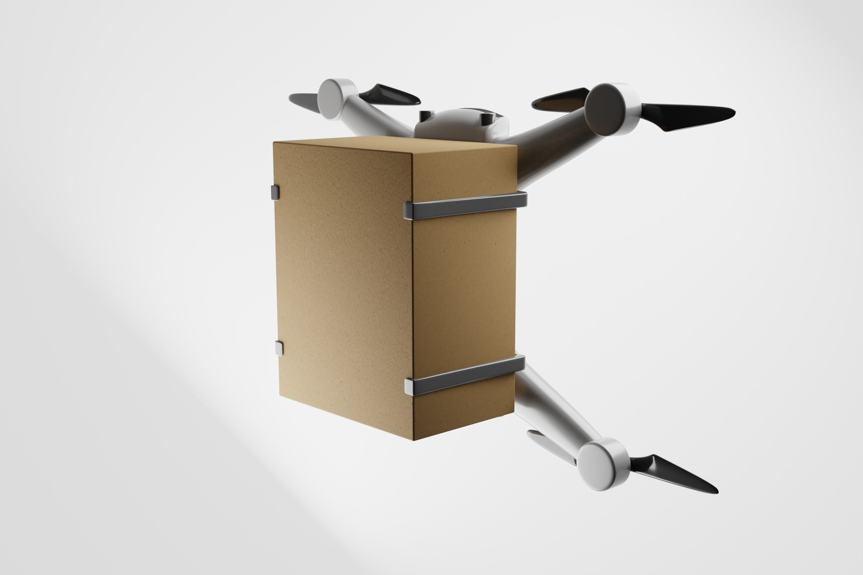 A delivery drone quadrocopter with a card box 3D model_5