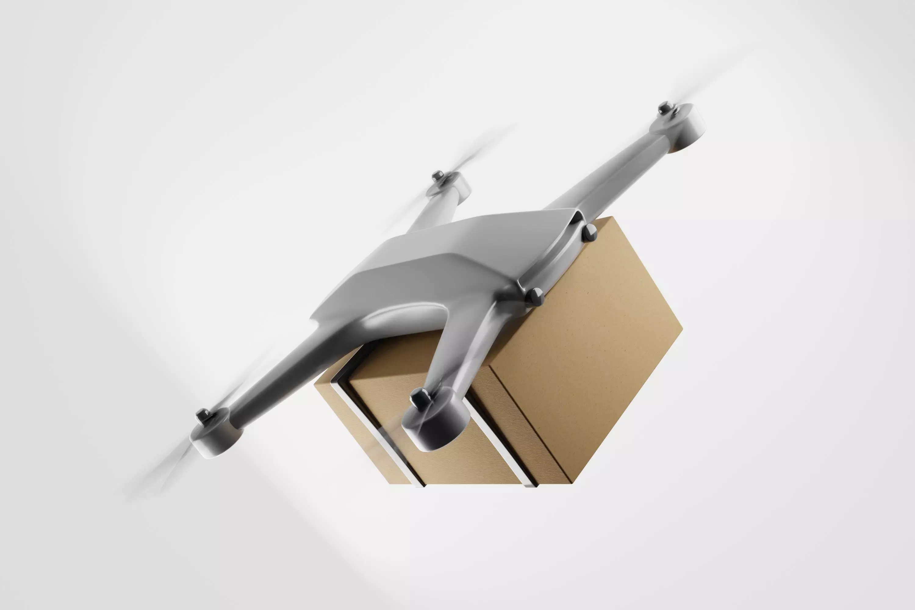 A delivery drone quadrocopter with a card box 3D model_0