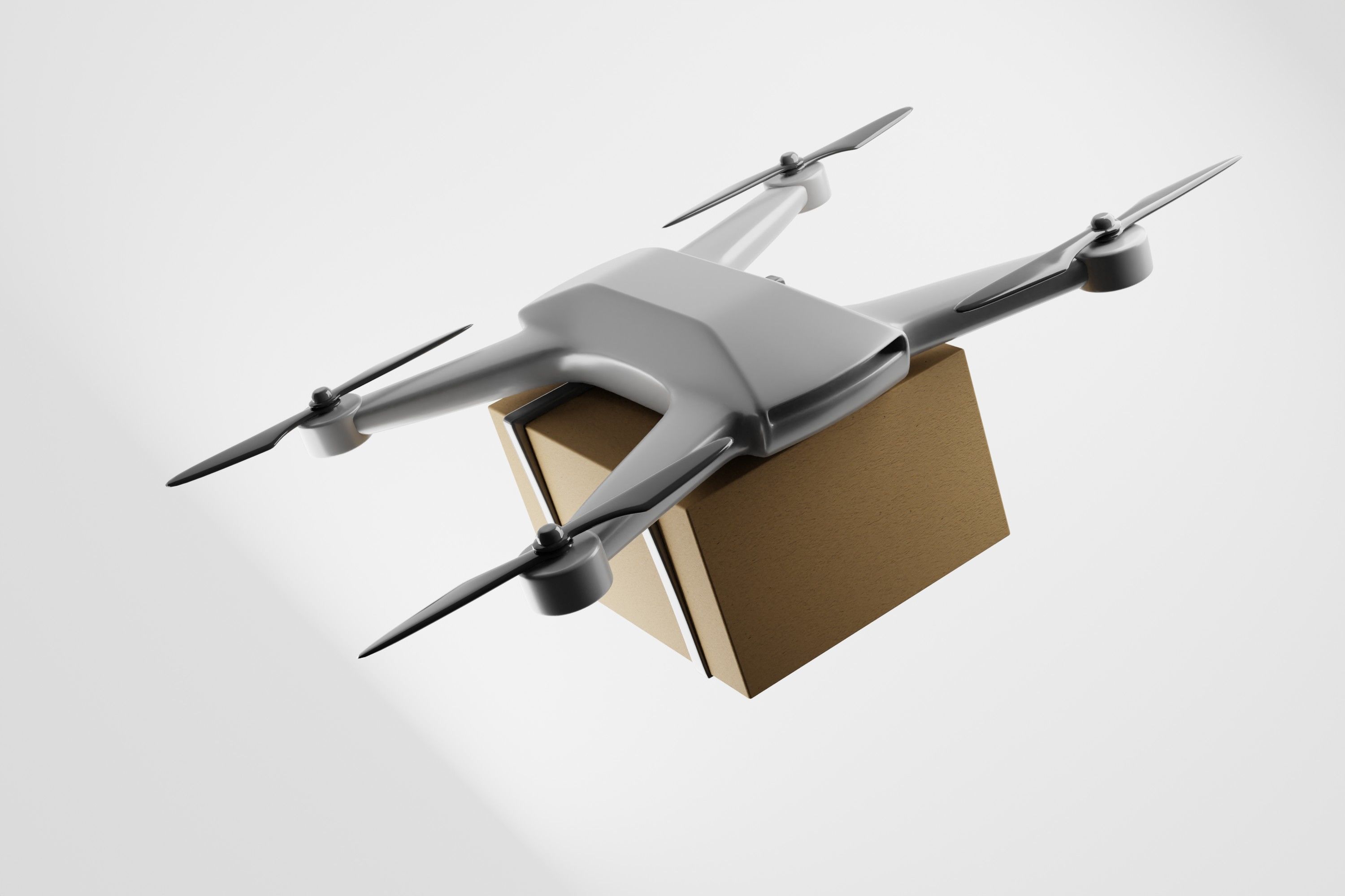 A delivery drone quadrocopter with a card box 3D model_2