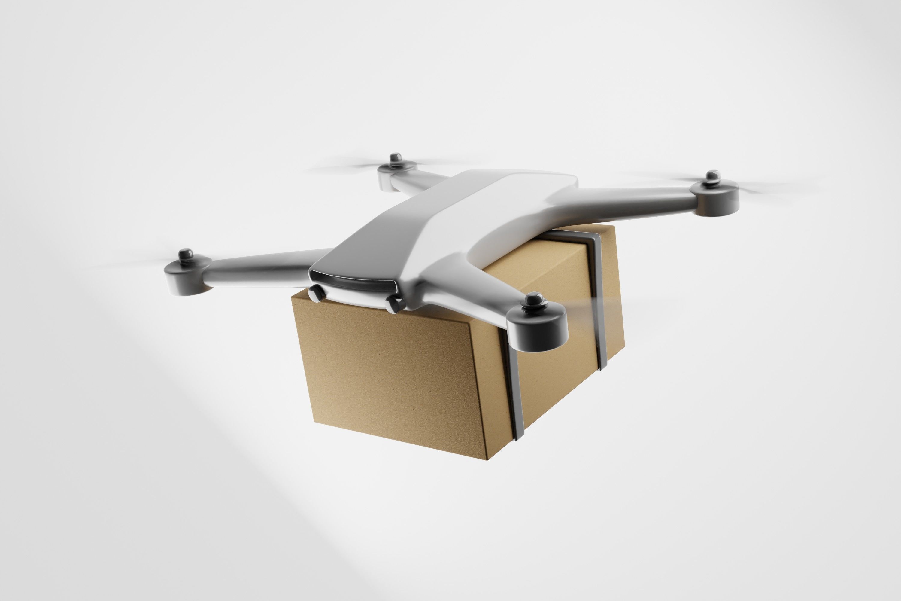 A delivery drone quadrocopter with a card box 3D model_1