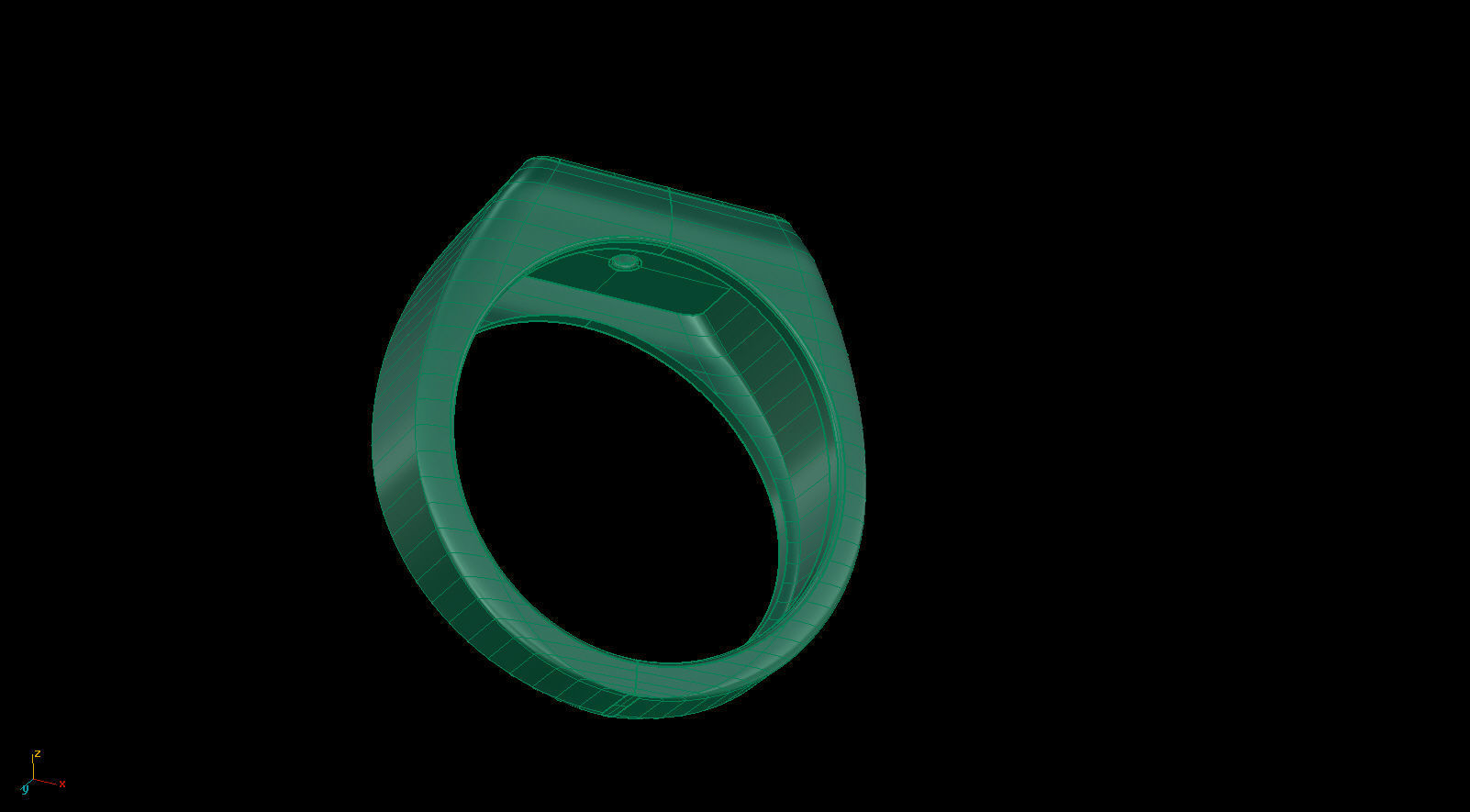 Life Signet Ring Octagonal Shape with Diamond 3D print model_11