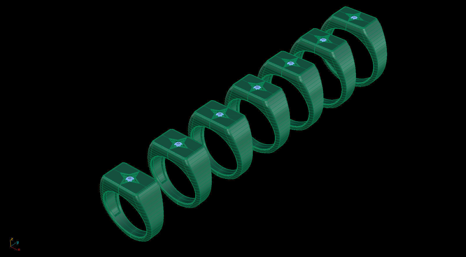 Life Signet Ring Octagonal Shape with Diamond 3D print model_16