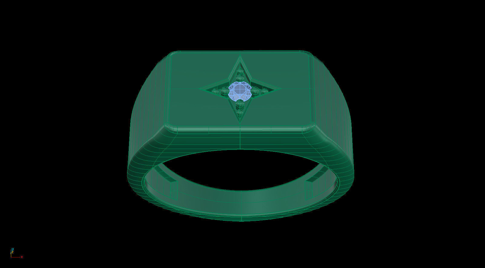 Life Signet Ring Octagonal Shape with Diamond 3D print model_9