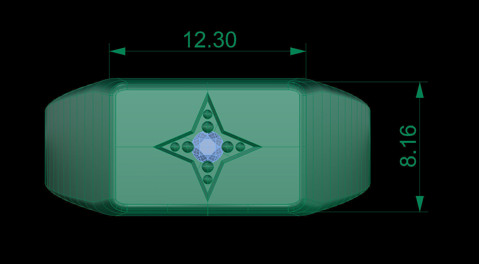 Life Signet Ring Octagonal Shape with Diamond 3D print model_12