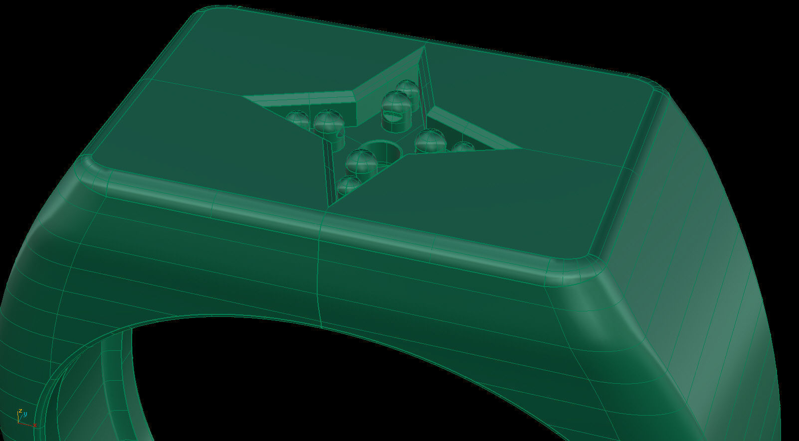 Life Signet Ring Octagonal Shape with Diamond 3D print model_10