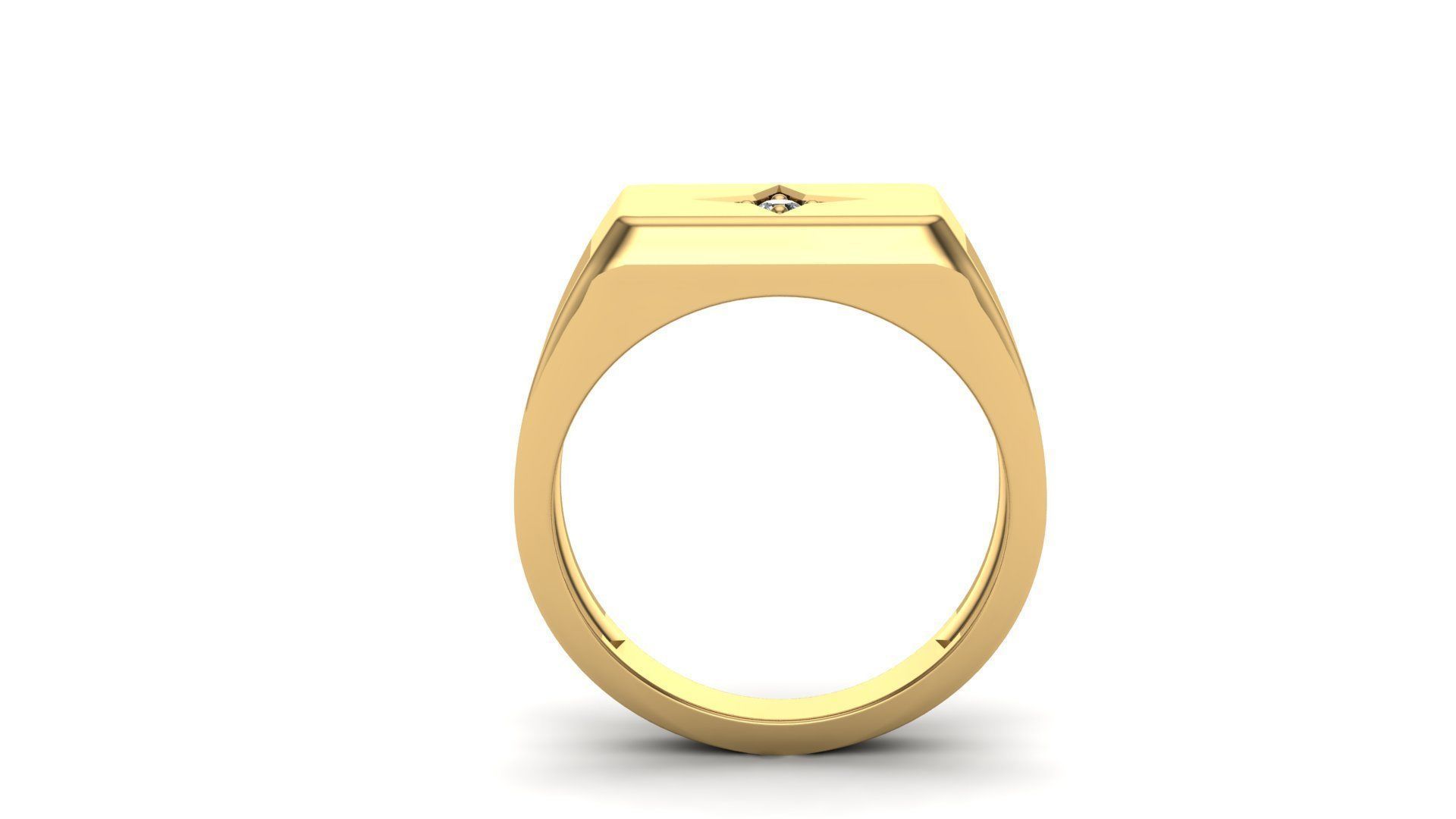 Life Signet Ring Octagonal Shape with Diamond 3D print model_4