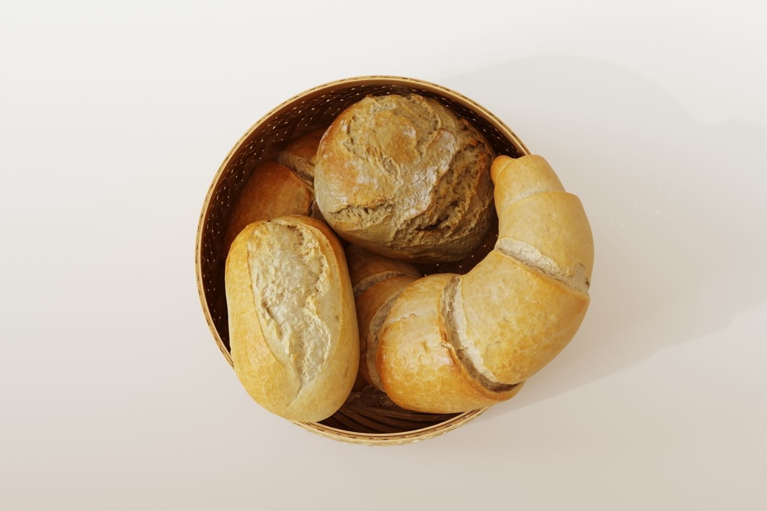 Wicker bread basket 3D model_3