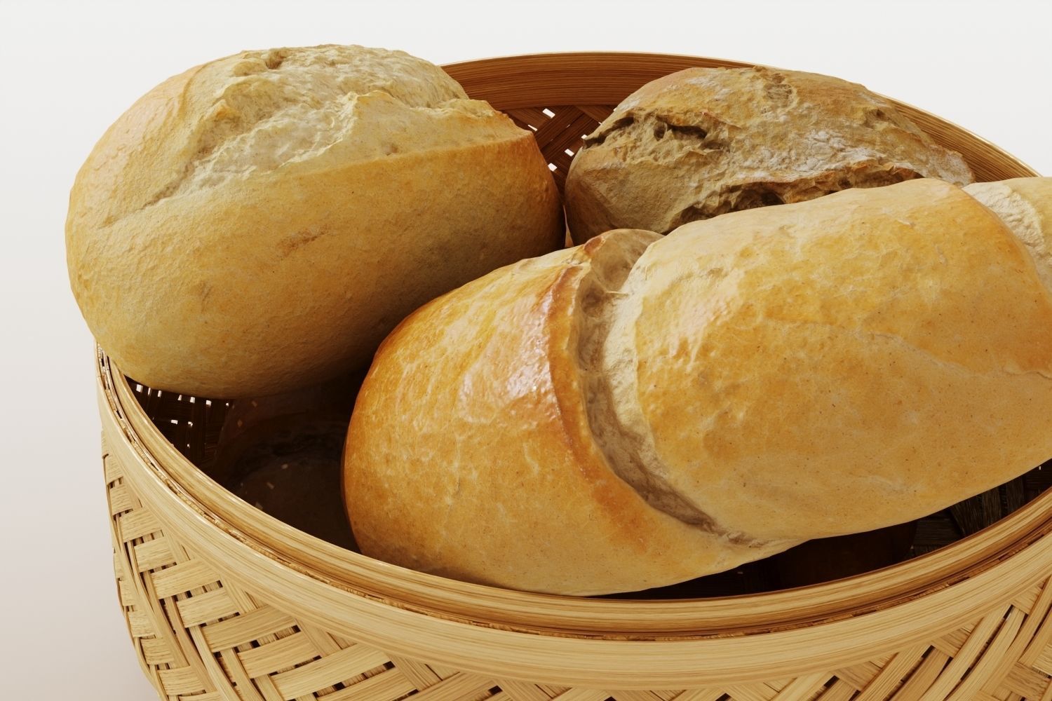 Wicker bread basket 3D model_7