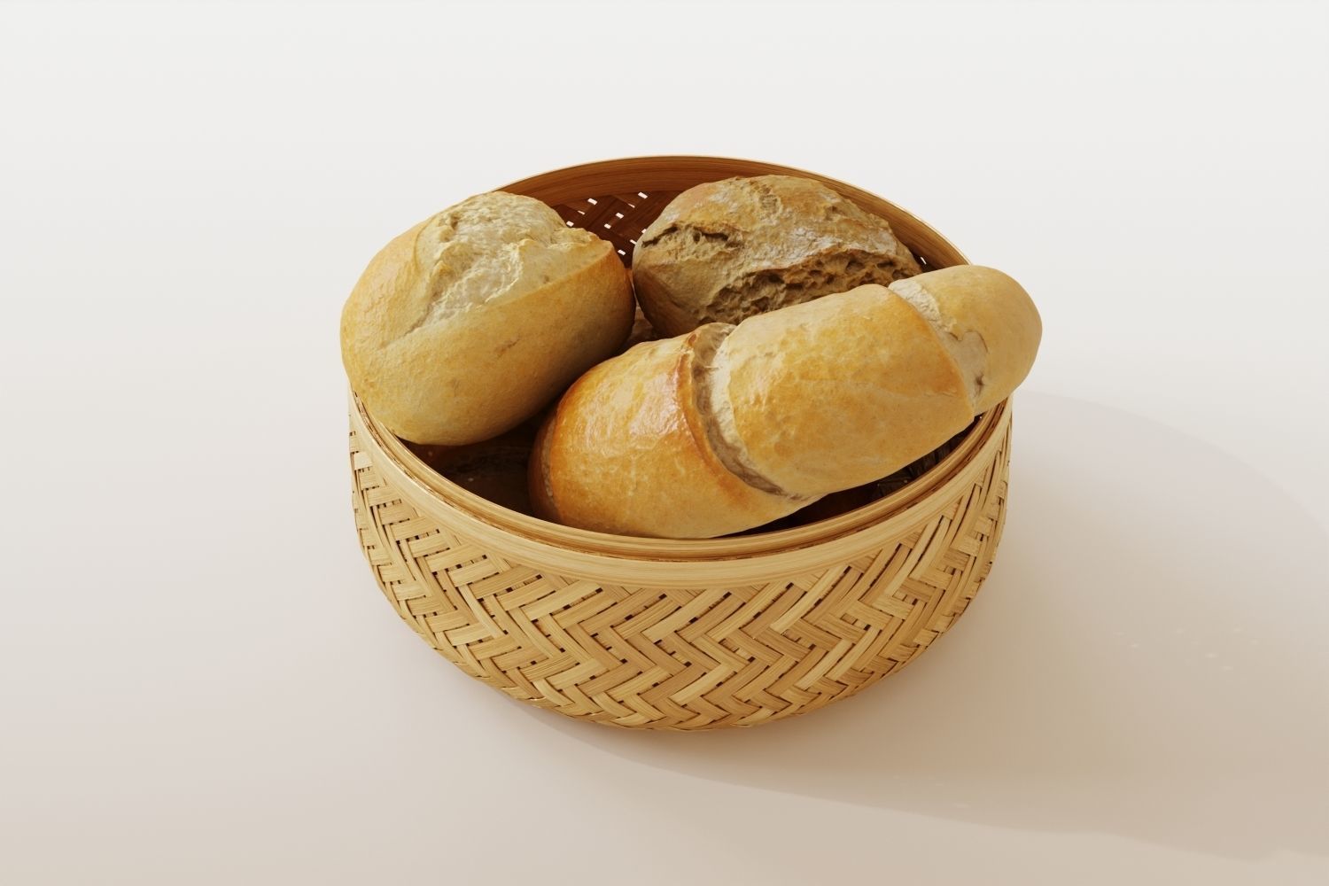 Wicker bread basket 3D model_6