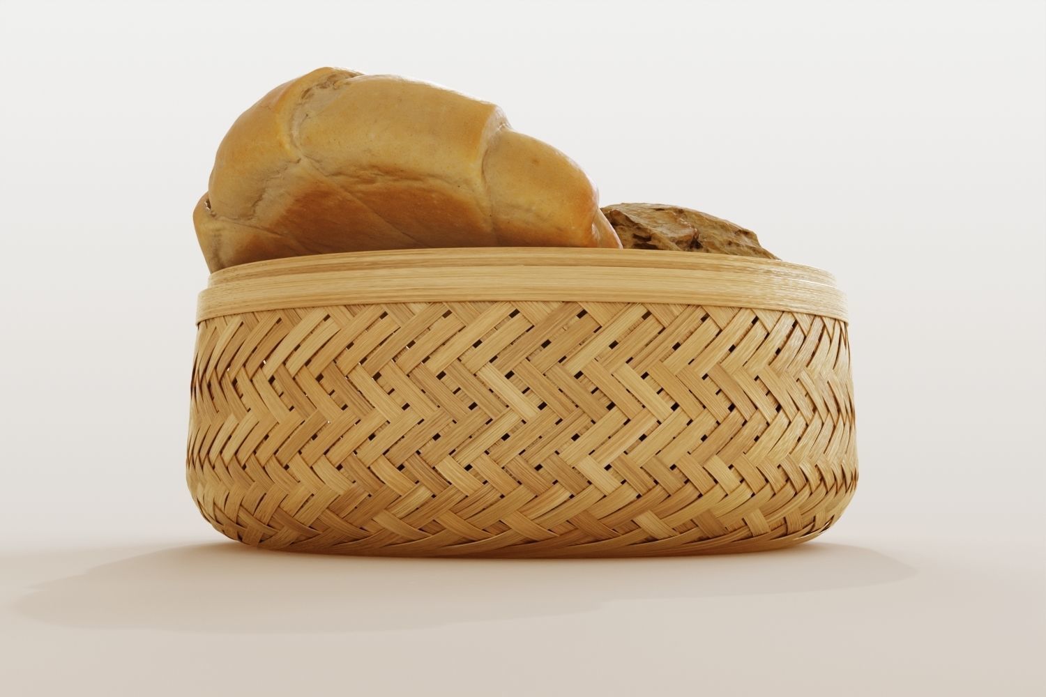 Wicker bread basket 3D model_9