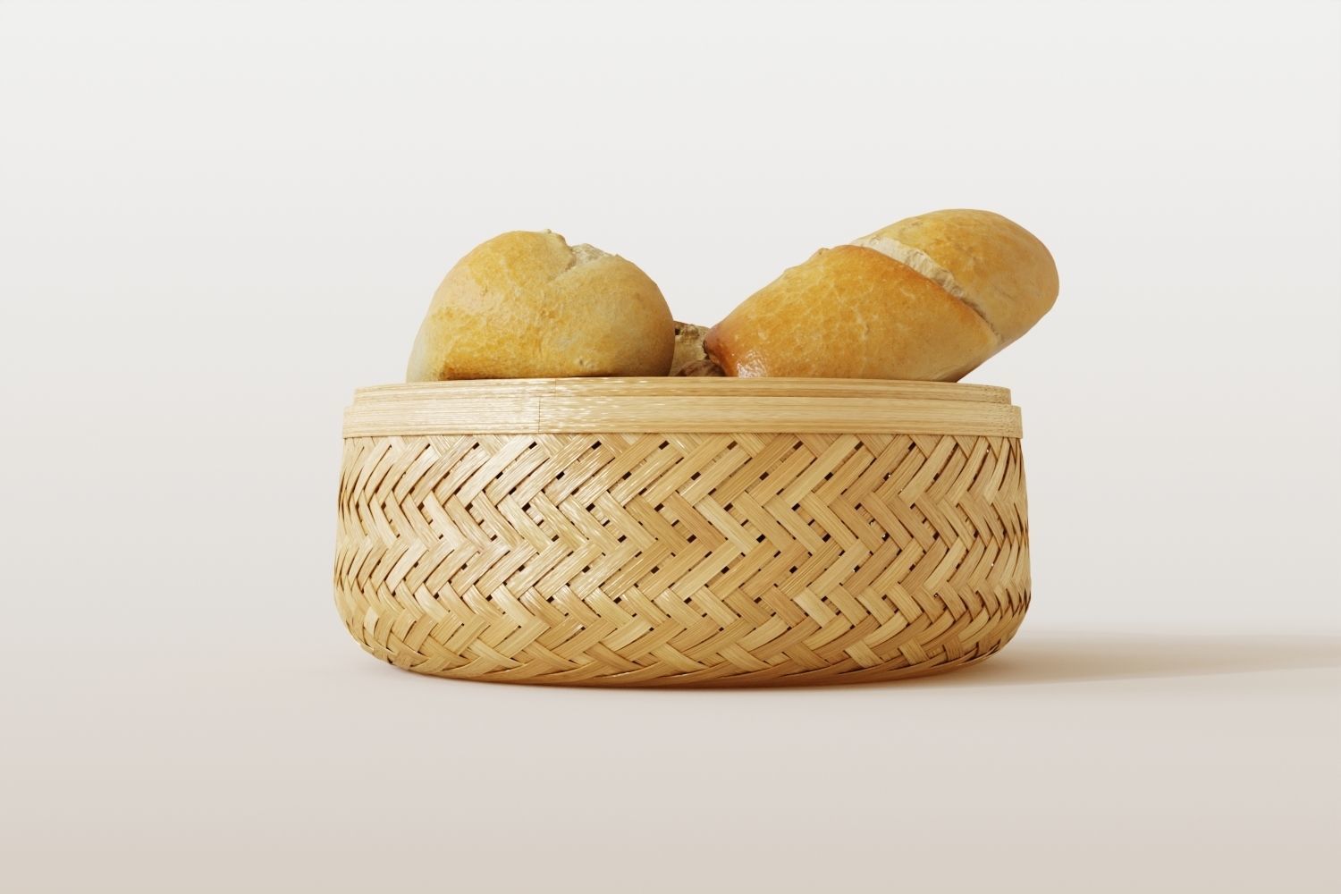 Wicker bread basket 3D model_5
