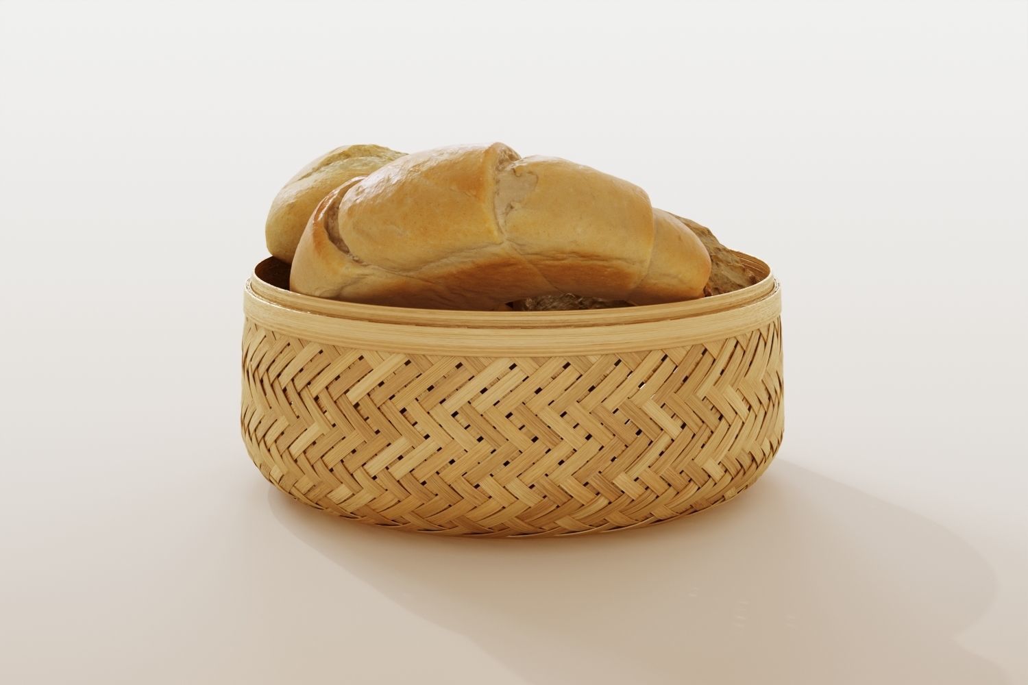Wicker bread basket 3D model_2