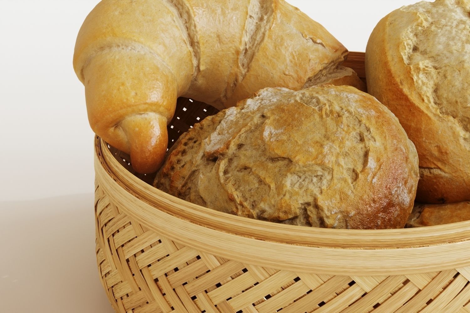 Wicker bread basket 3D model_4