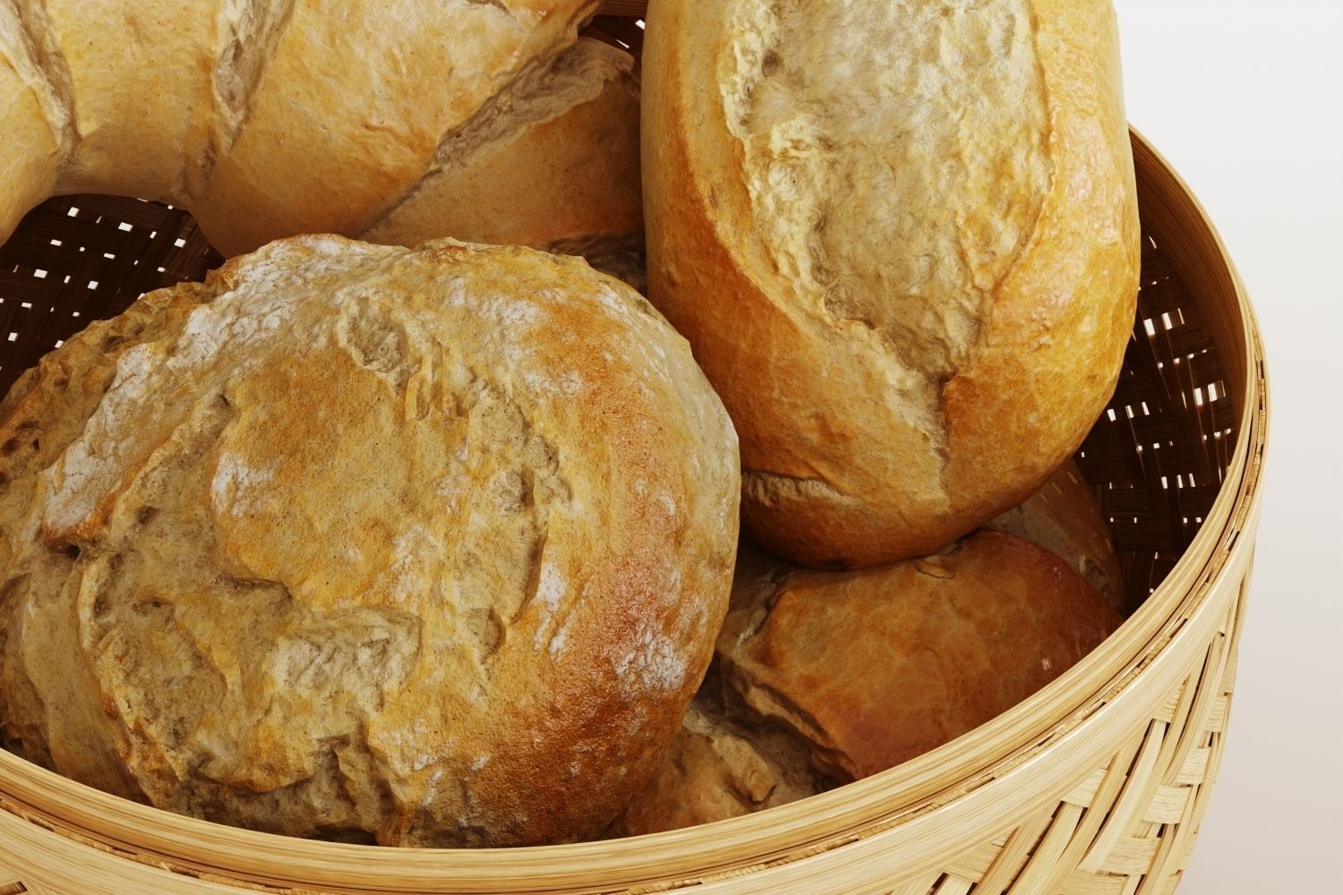 Wicker bread basket 3D model_8