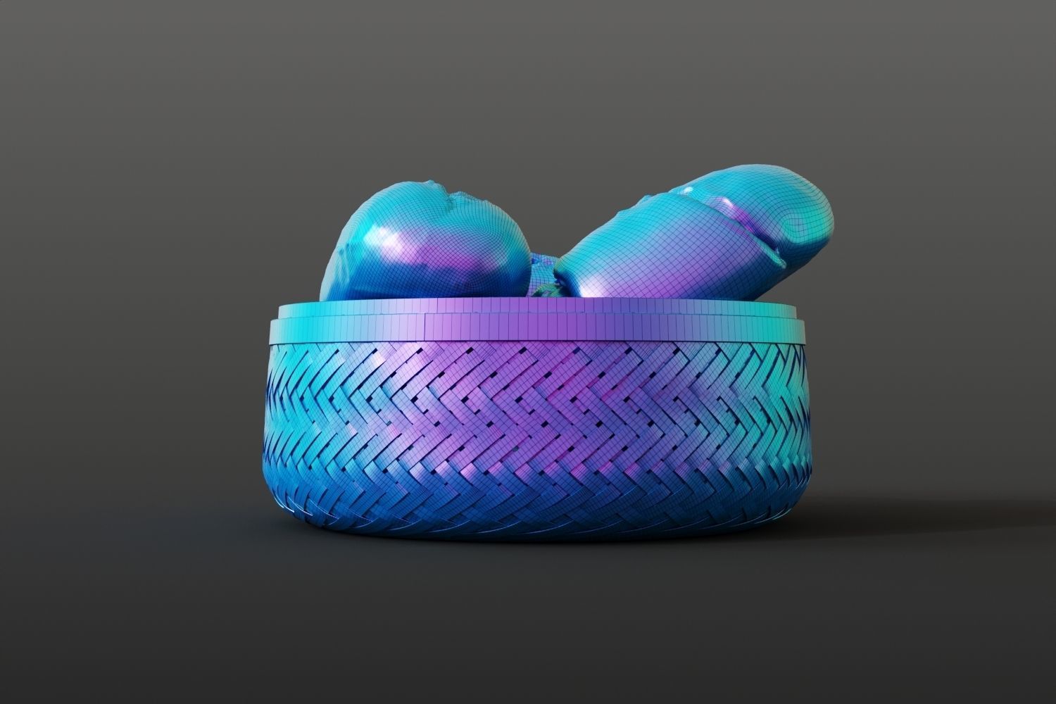 Wicker bread basket 3D model_15