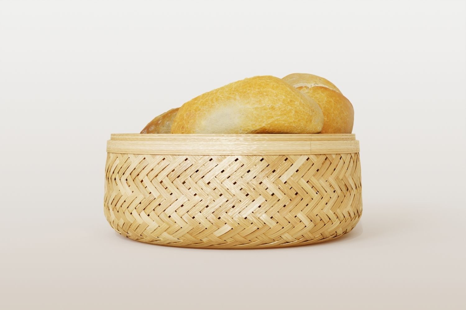 Wicker bread basket 3D model_10