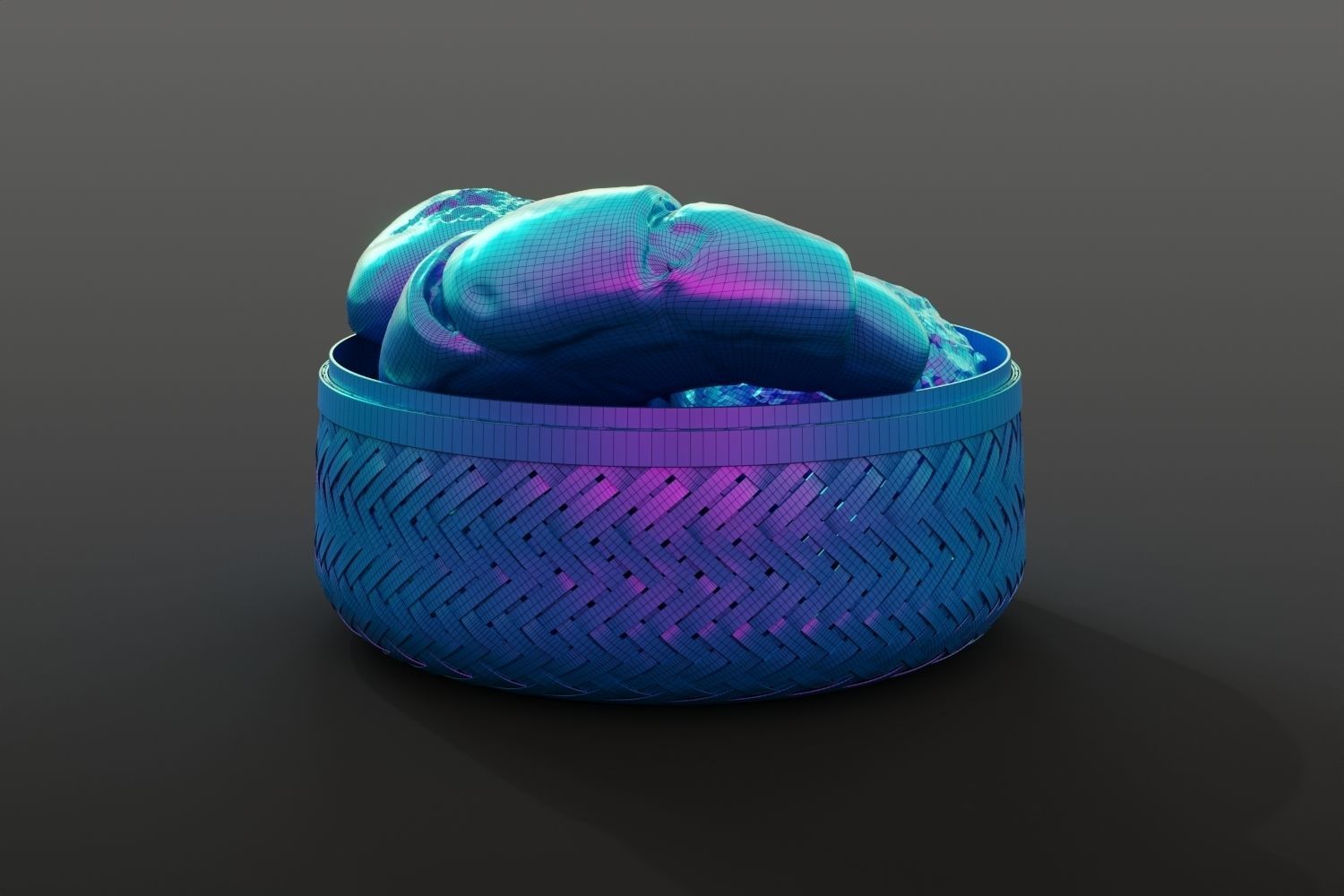 Wicker bread basket 3D model_12