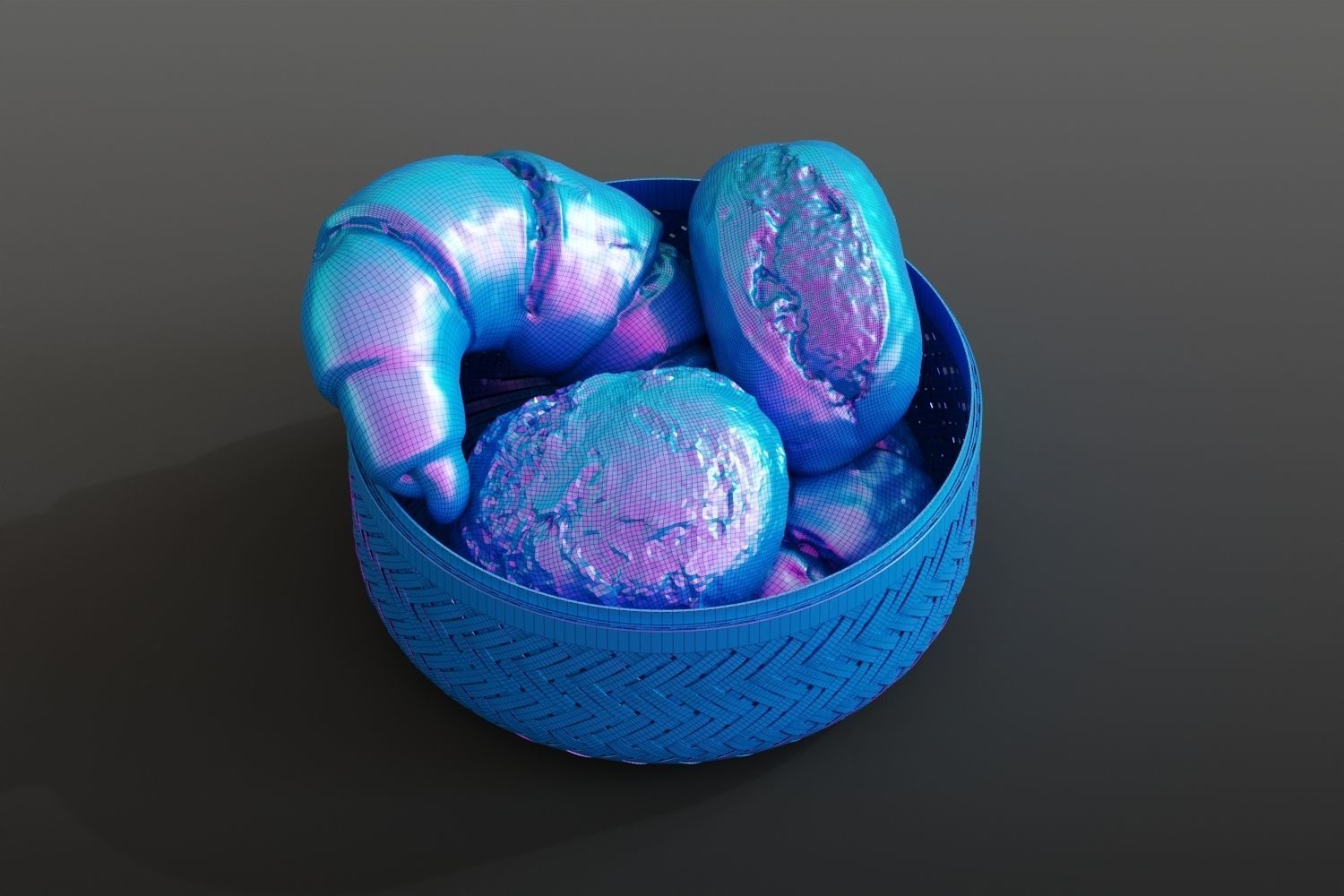 Wicker bread basket 3D model_11