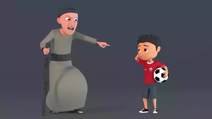 Arab Old man Rigged 3D model