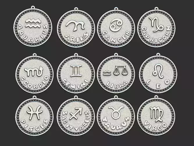 Zodiac Signs Symbols with brilhants 3D 3D print model