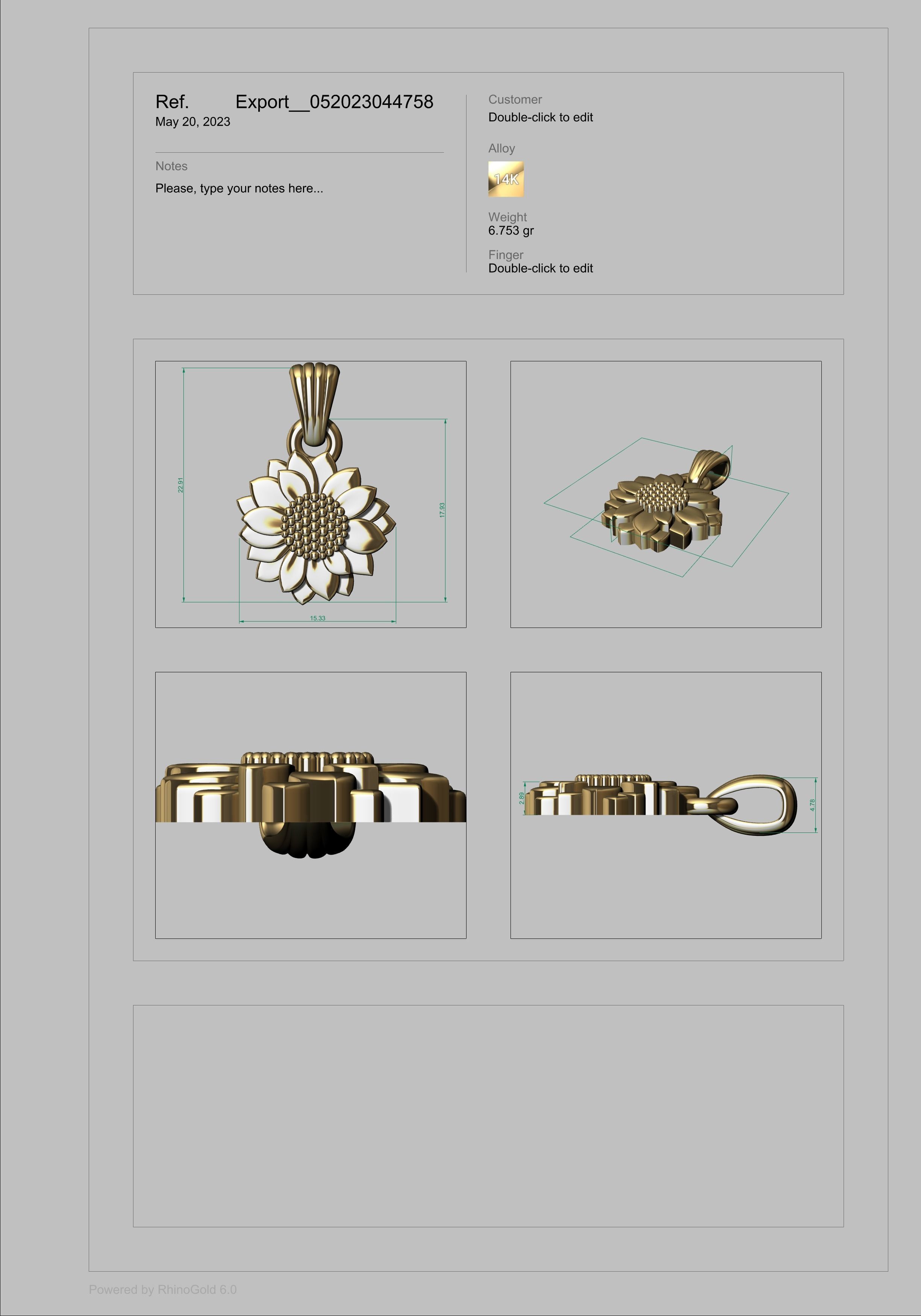 Sunflower Charm pendant necklace bracelet Jewelry  3D print model_8