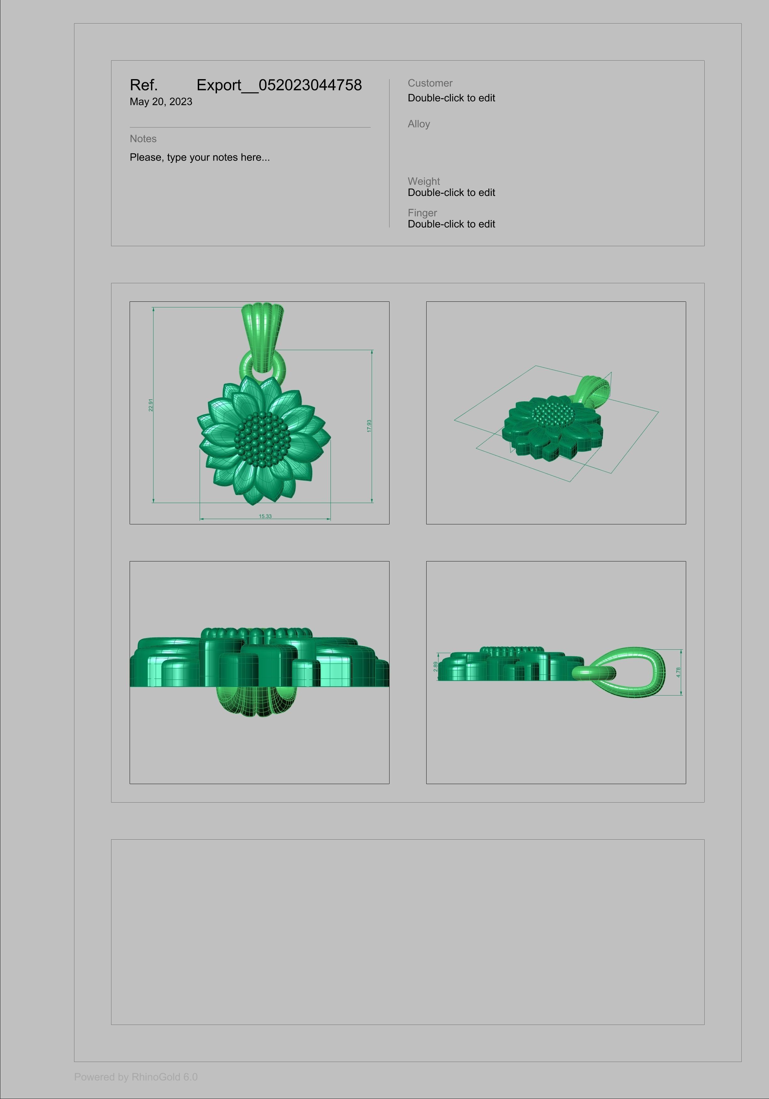 Sunflower Charm pendant necklace bracelet Jewelry  3D print model_5