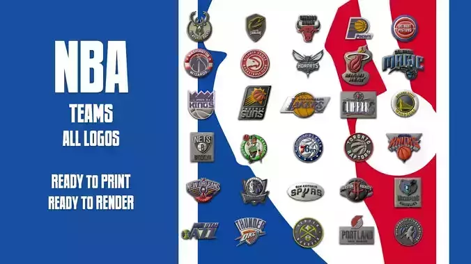NBA All Teams Logos Printable and Renderable 3D print model