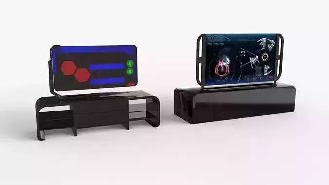 Futuristic TV Shelf Low-poly 3D model