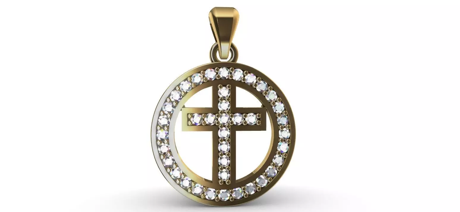 Cross medal with brilhants pendant 3D print model