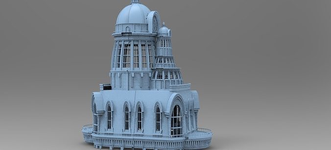 Steam punk Stone Dragon lineage cathedral Tower 3D model