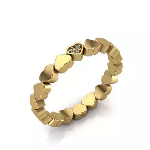 Ring with hearts and round gams 3D print model