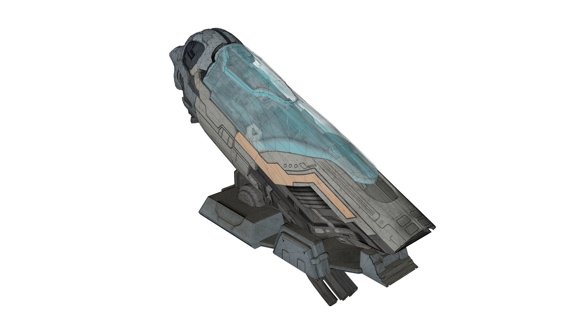 Futuristic Sleep Pod Low-poly 3D model_11