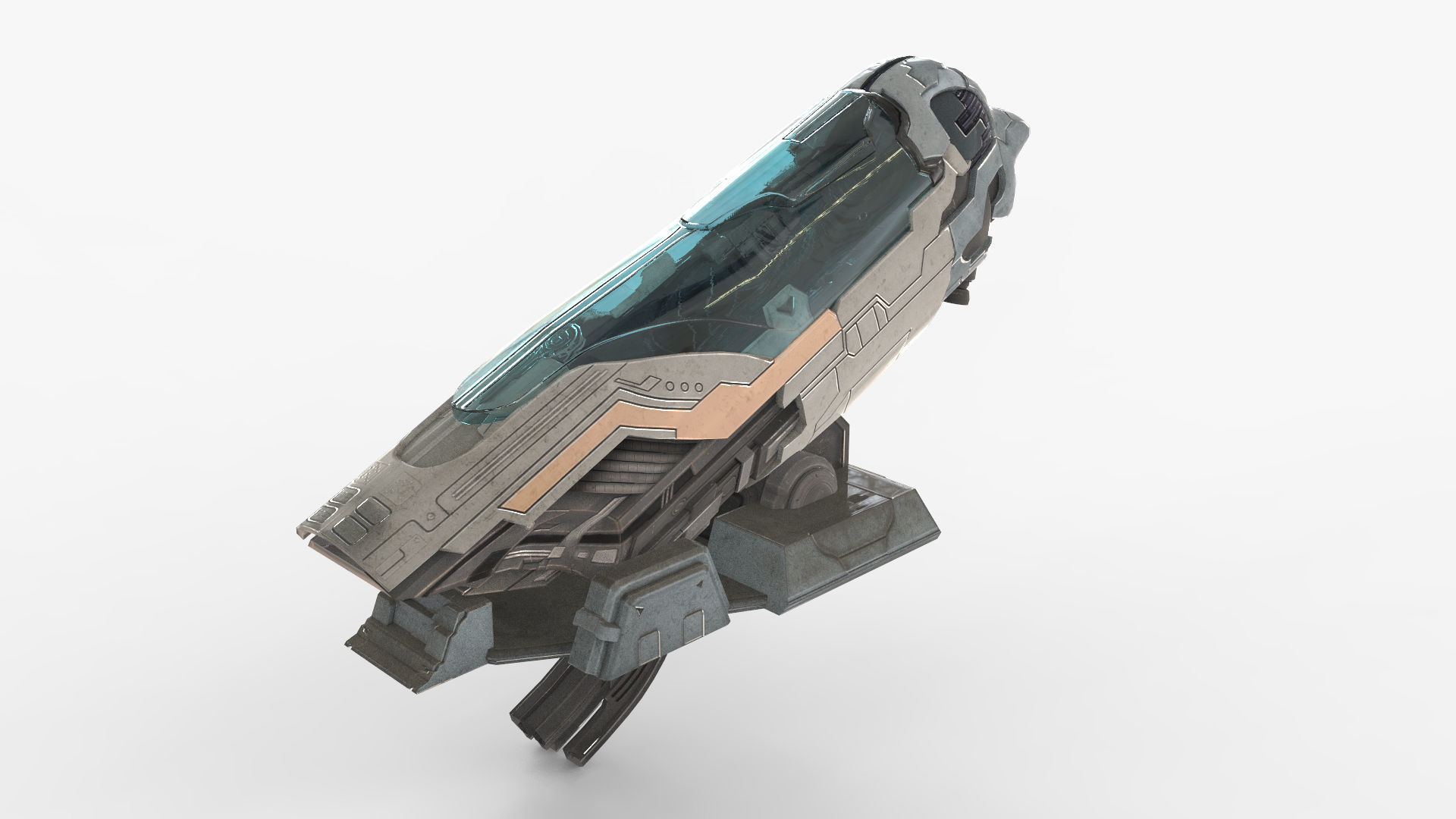 Futuristic Sleep Pod Low-poly 3D model_2