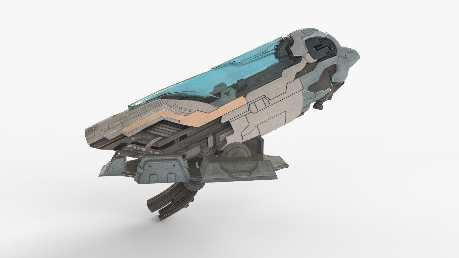 Futuristic Sleep Pod Low-poly 3D model_13