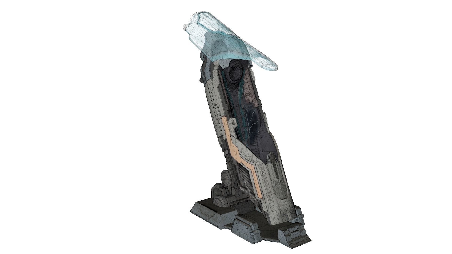 Futuristic Sleep Pod Low-poly 3D model_7