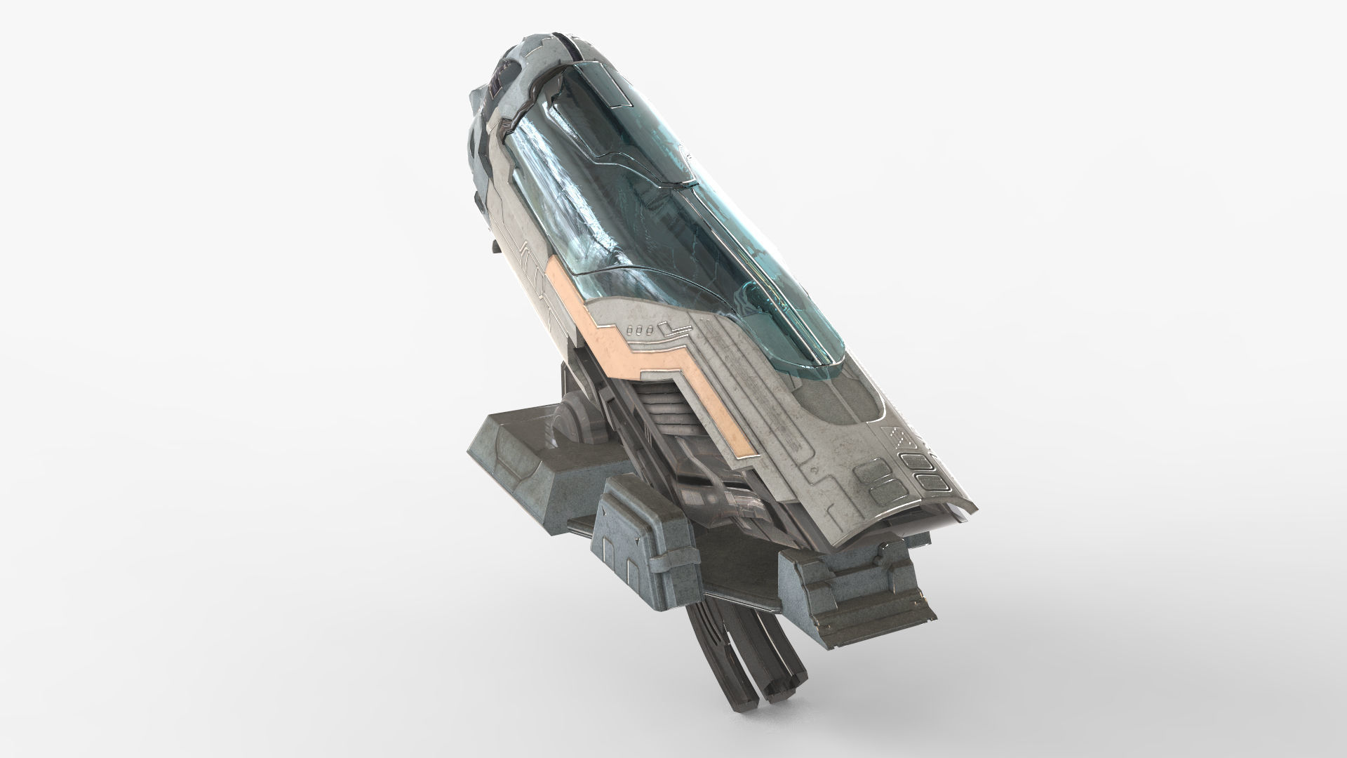 Futuristic Sleep Pod Low-poly 3D model_19
