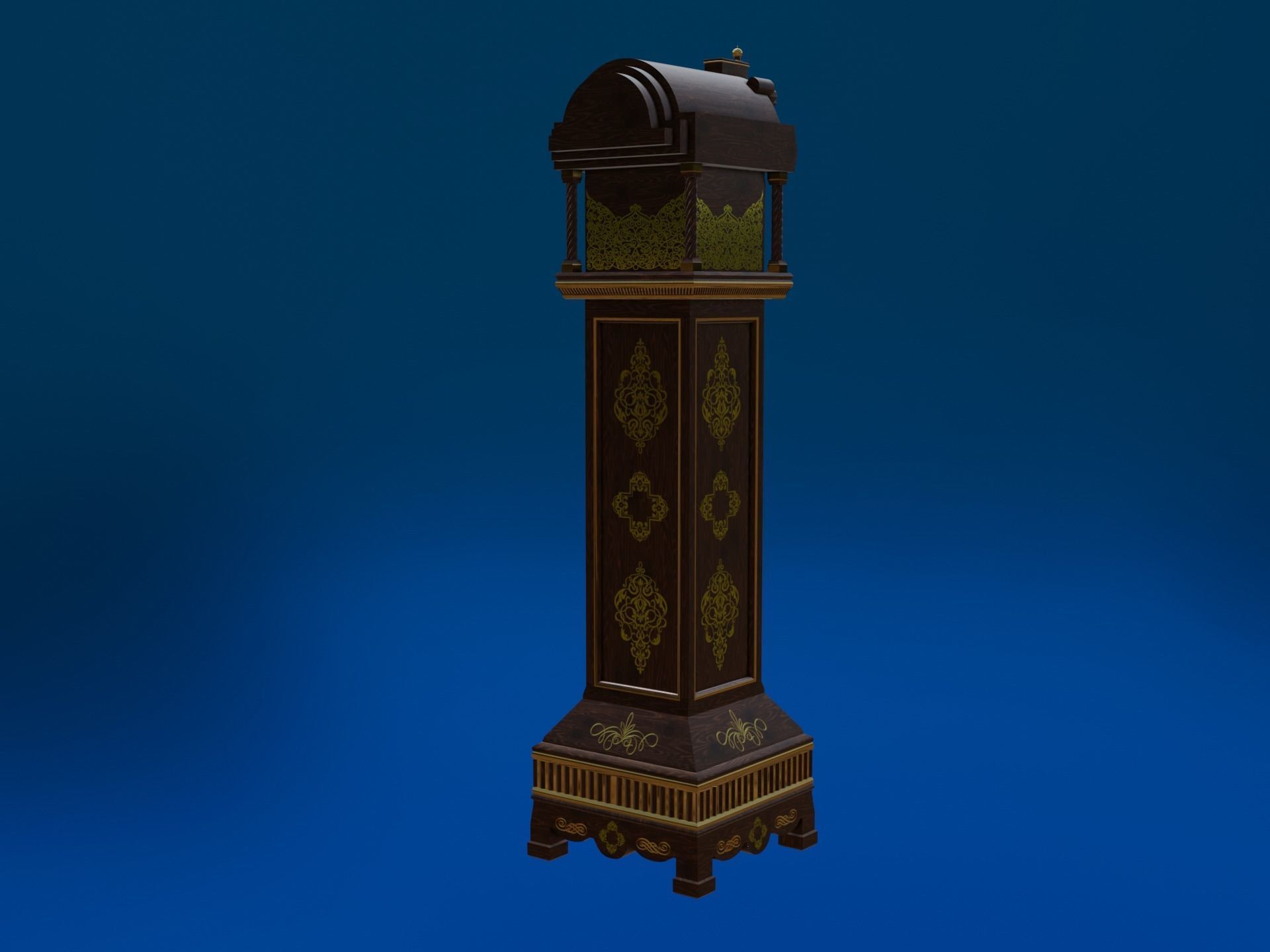 Grandfather Clock Jacobean Low-poly 3D model_6