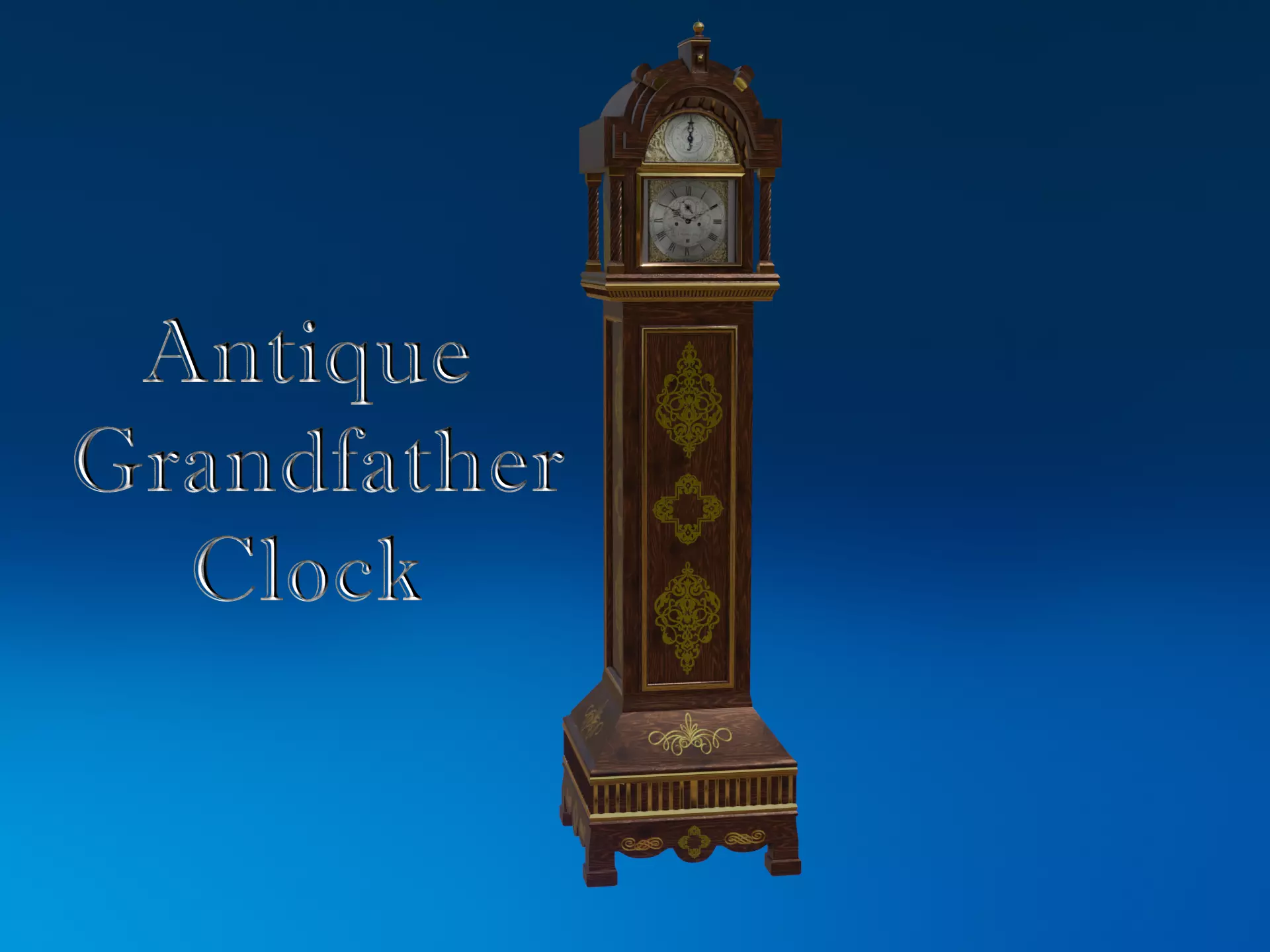 Grandfather Clock Jacobean Low-poly 3D model_0