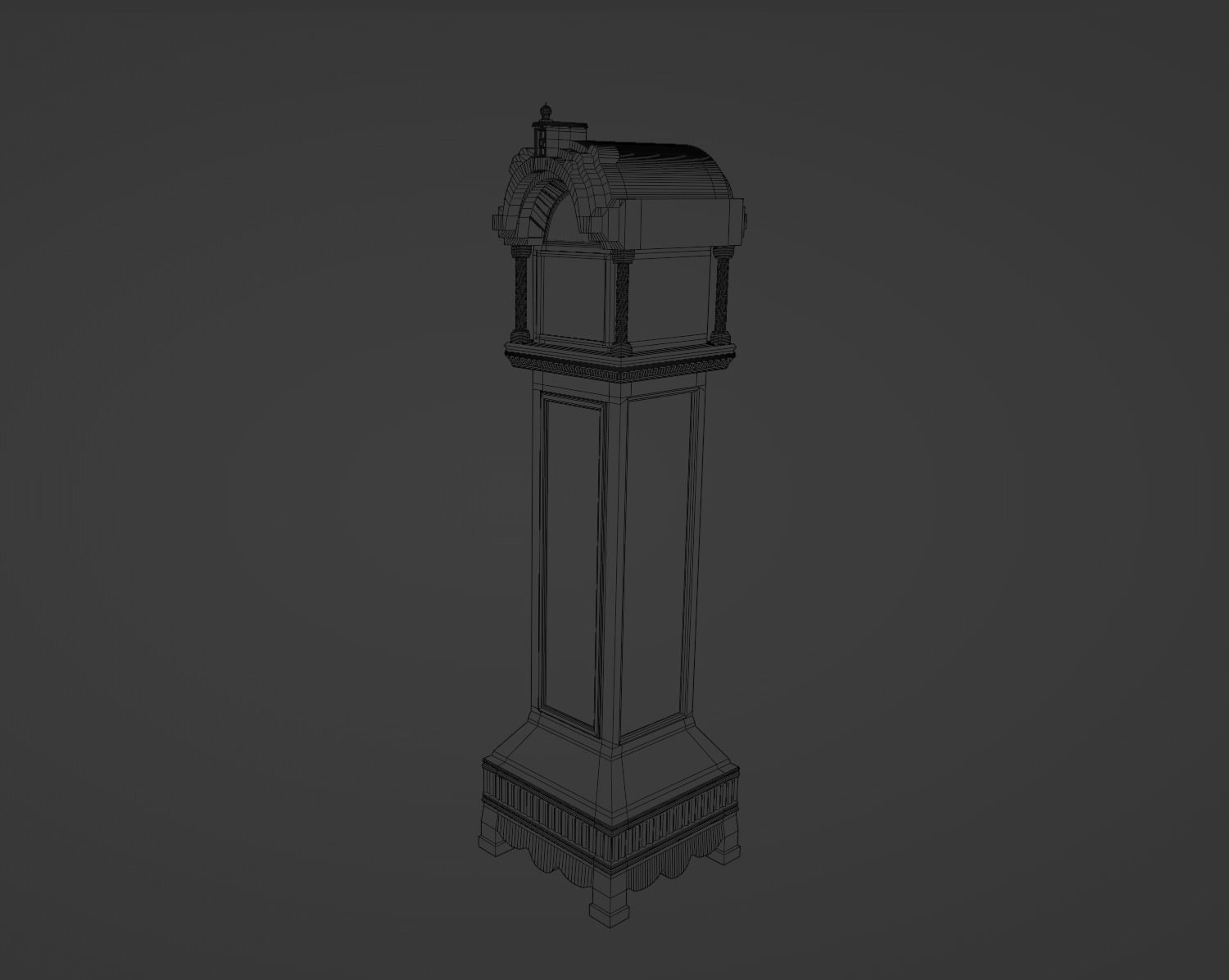 Grandfather Clock Jacobean Low-poly 3D model_16