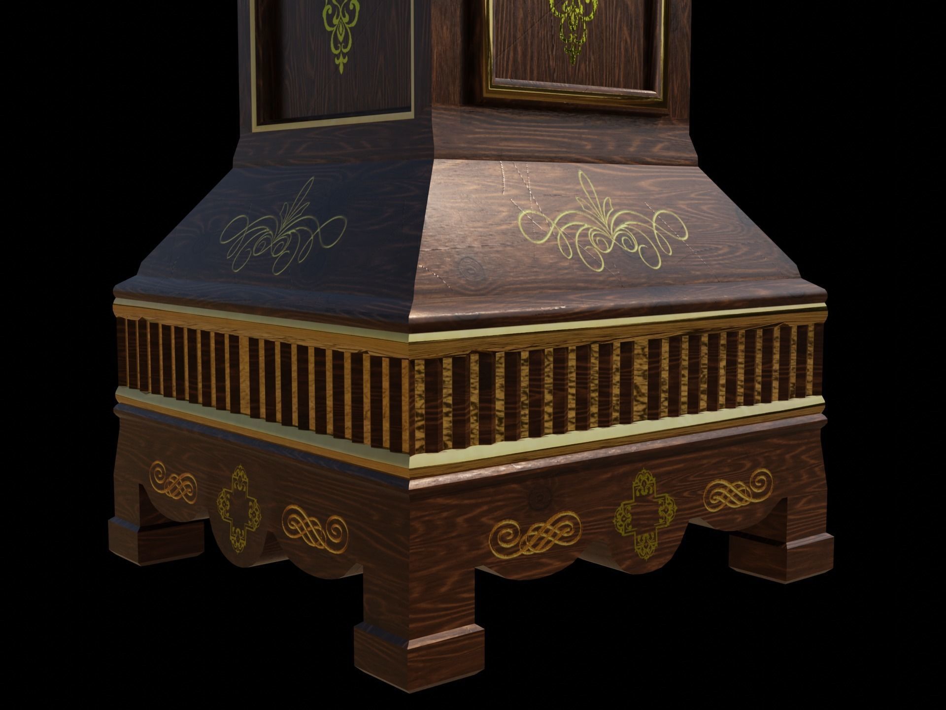 Grandfather Clock Jacobean Low-poly 3D model_10