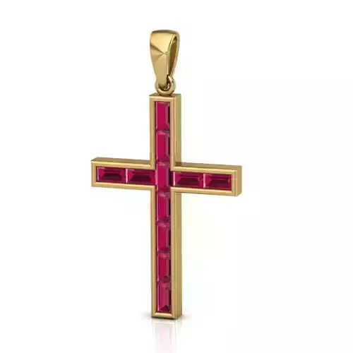 Cross with baguette diamonds 3D print model