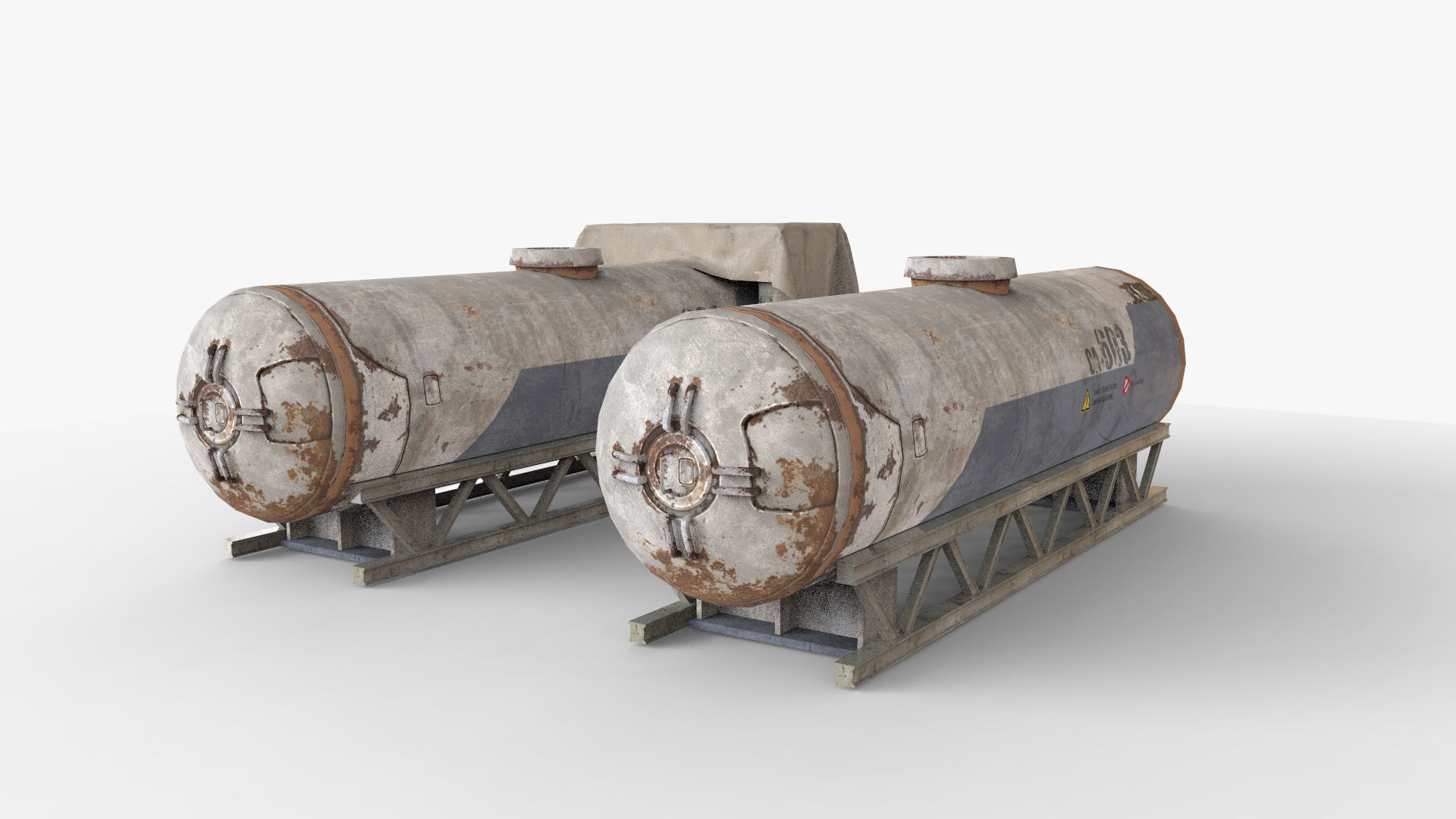Old Gas Tank Low-poly 3D model_11